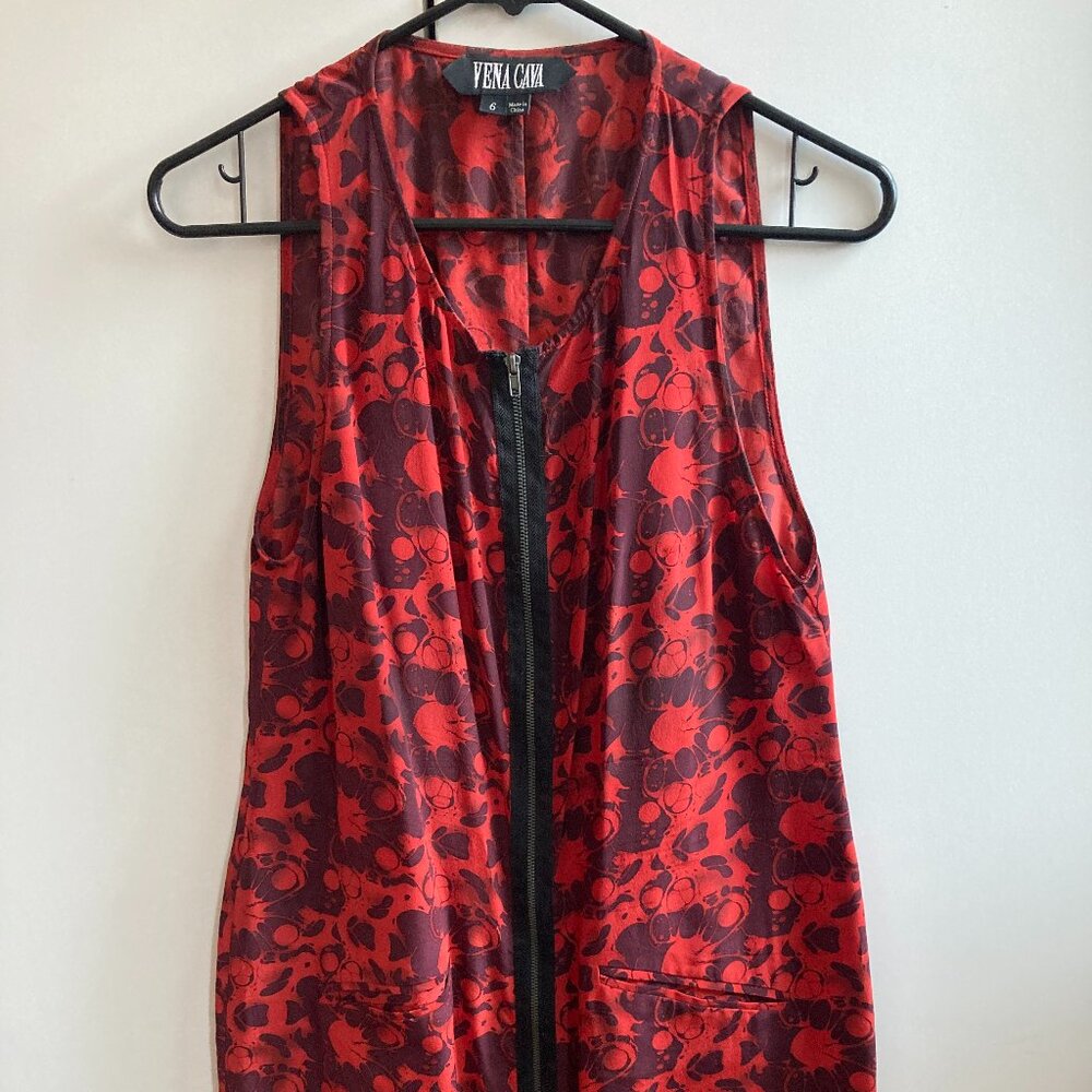 Vena Cava Abstract Blood front-zip silk minidress